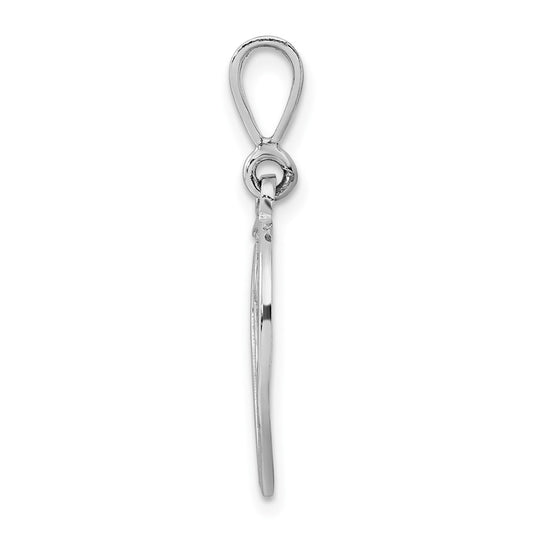 10k White Gold Large Filigree Script Initial V Pendant