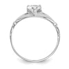 14k White Gold CZ April Birthstone Claddagh Heart Ring