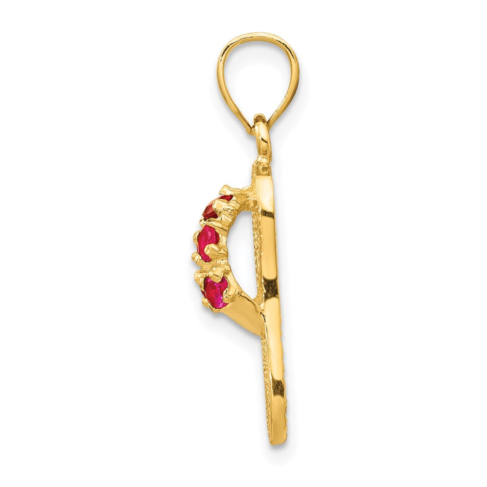 14k 3-D January/Red CZ Birthstone Flip Flop Pendant