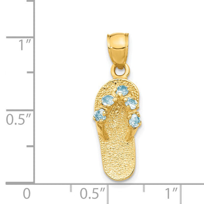 14k 3-D March/Blue CZ Birthstone Flip Flop Pendant