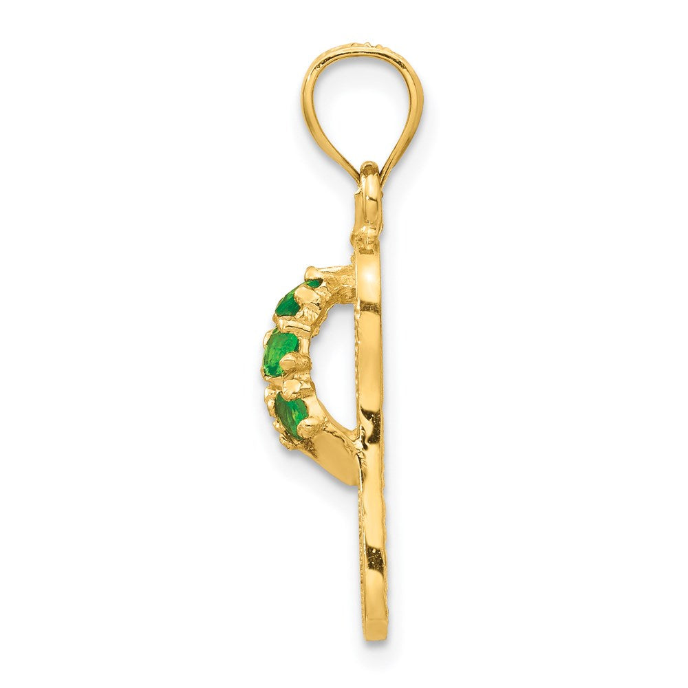 14k 3-D May/Green CZ Birthstone Flip Flop Pendant