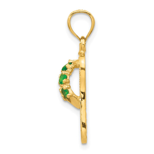 14k 3-D May/Green CZ Birthstone Flip Flop Pendant