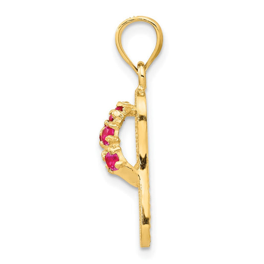 14k 3-D July/Red CZ Birthstone Flip Flop Pendant