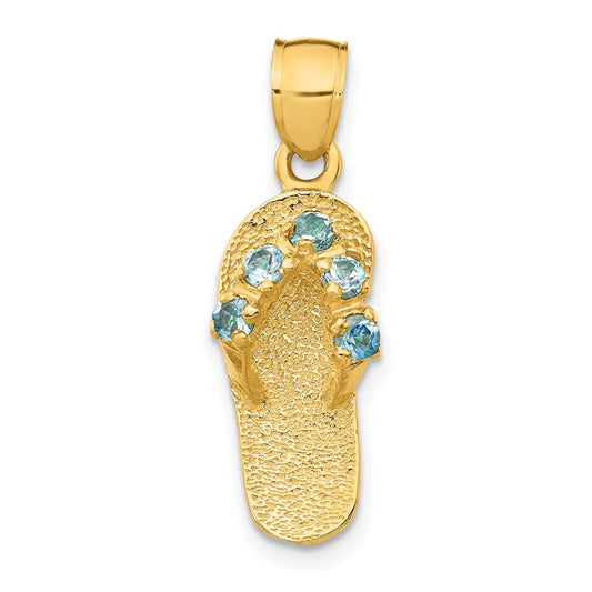 14k 3-D December/Blue CZ Birthstone Flip Flop Pendant