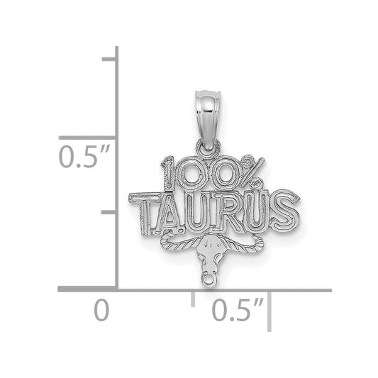 14k White Gold 100% TAURUS Zodiac Charm
