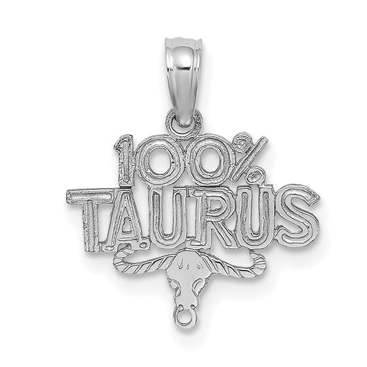 14k White Gold 100% TAURUS Zodiac Charm