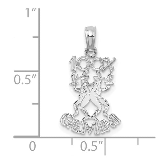 14k White Gold 100% GEMINI Zodiac Charm