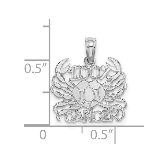 14k White Gold 100% CANCER Zodiac Charm