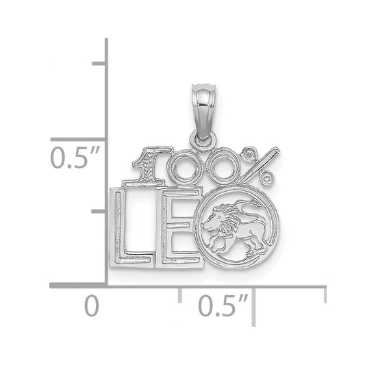 14k White Gold 100% LEO Zodiac Charm