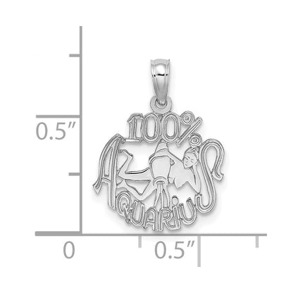 14k White Gold 100% AQUARIUS Zodiac Charm