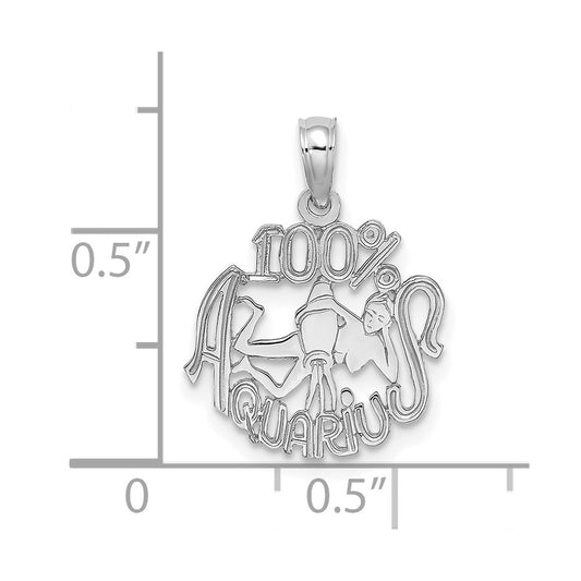 14k White Gold 100% AQUARIUS Zodiac Charm