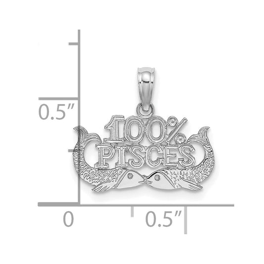14k White Gold 100% PISCES Zodiac Charm