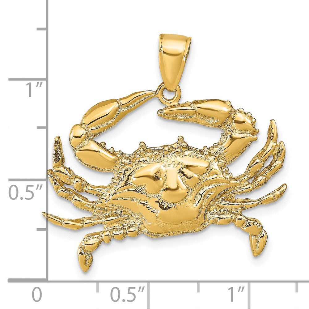 10k Large Blue Crab Pendant