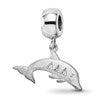 Sterling Silver Rhodium-plated LogoArt Delta Delta Delta Dolphin on Bead