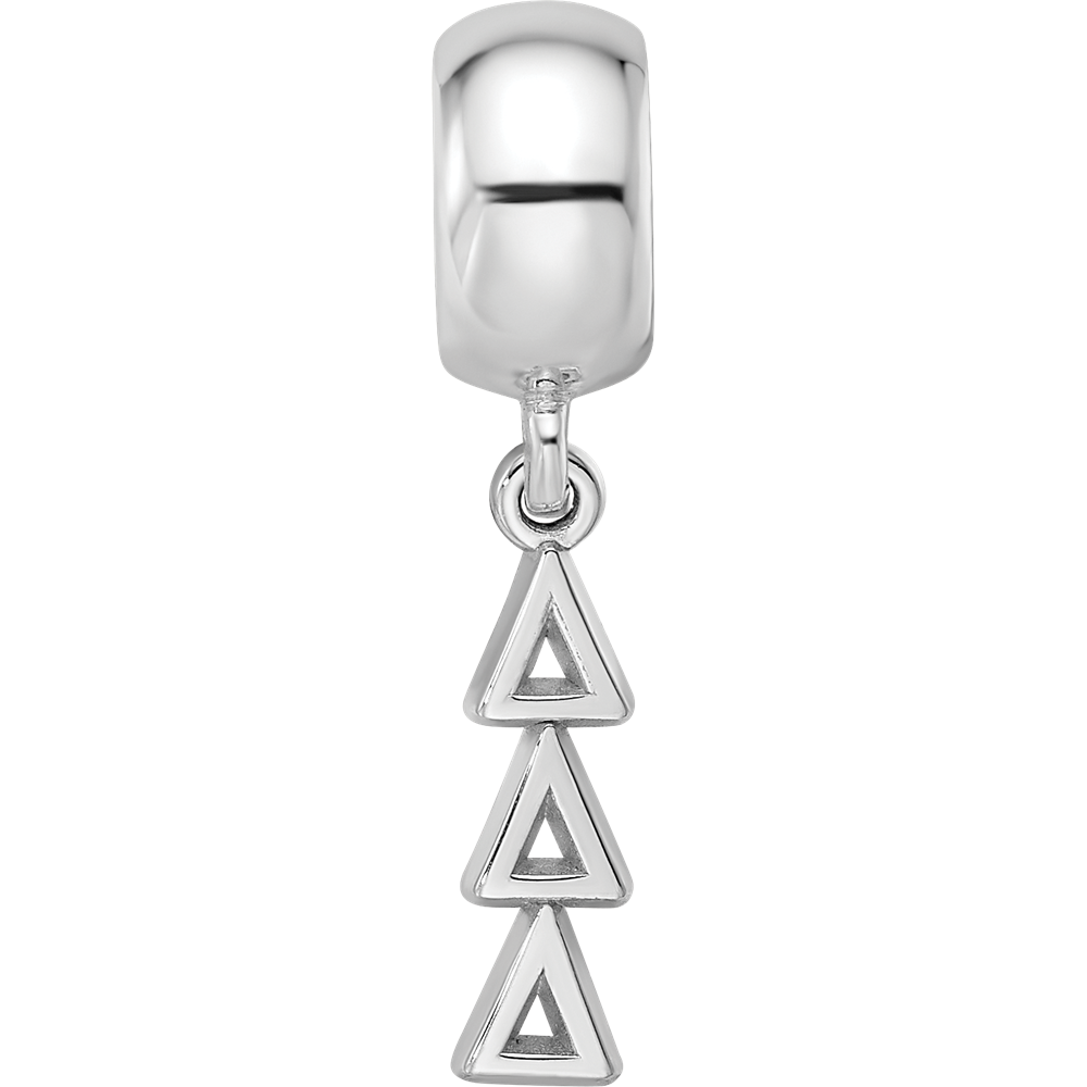 Sterling Silver RH-plated LogoArt Delta Delta Delta Vertical Letters on Bea
