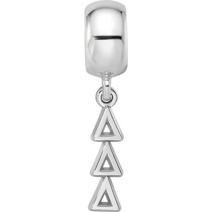 Sterling Silver RH-plated LogoArt Delta Delta Delta Vertical Letters on Bea
