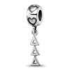 Sterling Silver RH-plate LogoArt Delta Delta Delta Vertical Letters Heart B