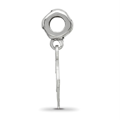 Sterling Silver Rhodium-plated LogoArt Delta Gamma Anchor on Heart Bead