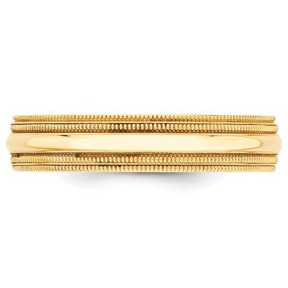 14k Yellow Gold 5mm Double Milgrain Comfort Fit Wedding Band Size 6