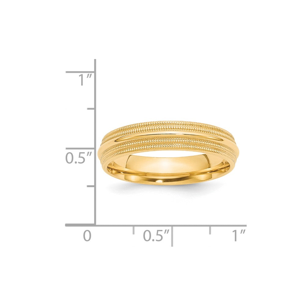 14k Yellow Gold 5mm Double Milgrain Comfort Fit Wedding Band Size 6