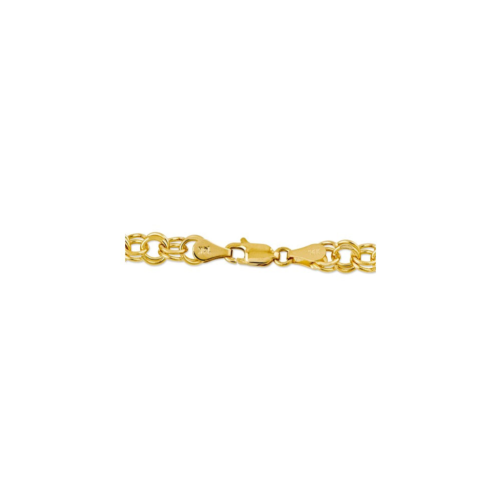 14k 6mm Solid Double Link 7 inch Charm Bracelet