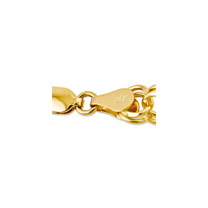 14k 6mm Solid Double Link 8 inch Charm Bracelet