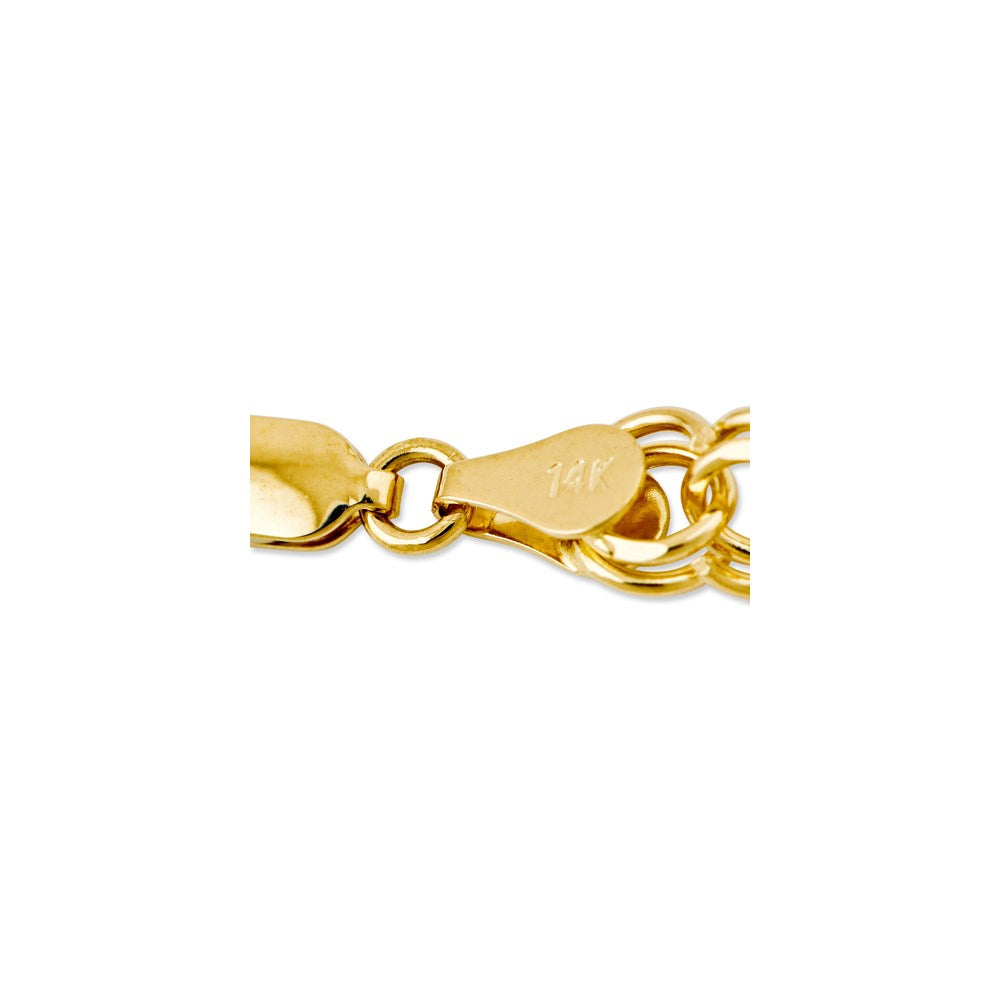 14k 6mm Solid Double Link 7 inch Charm Bracelet