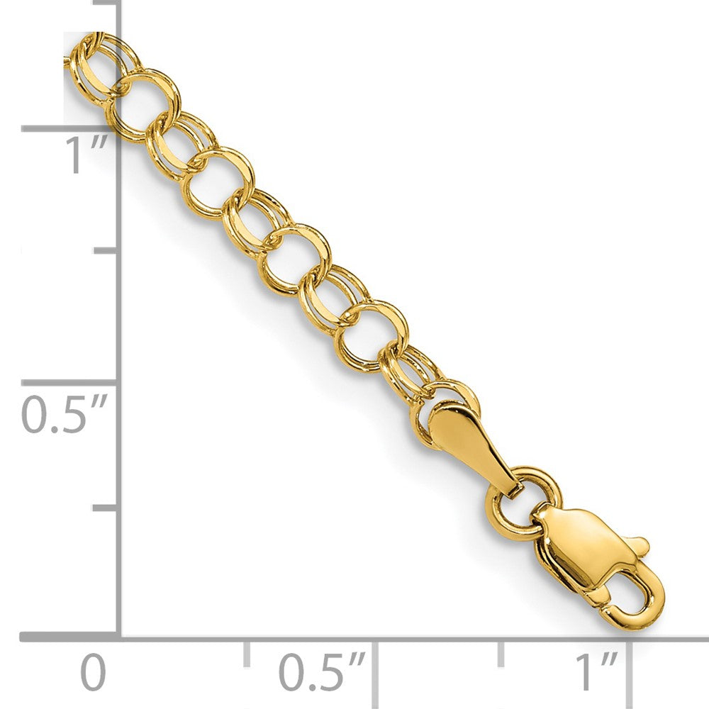 14k 4mm Solid Double Link 8 inch Charm Bracelet