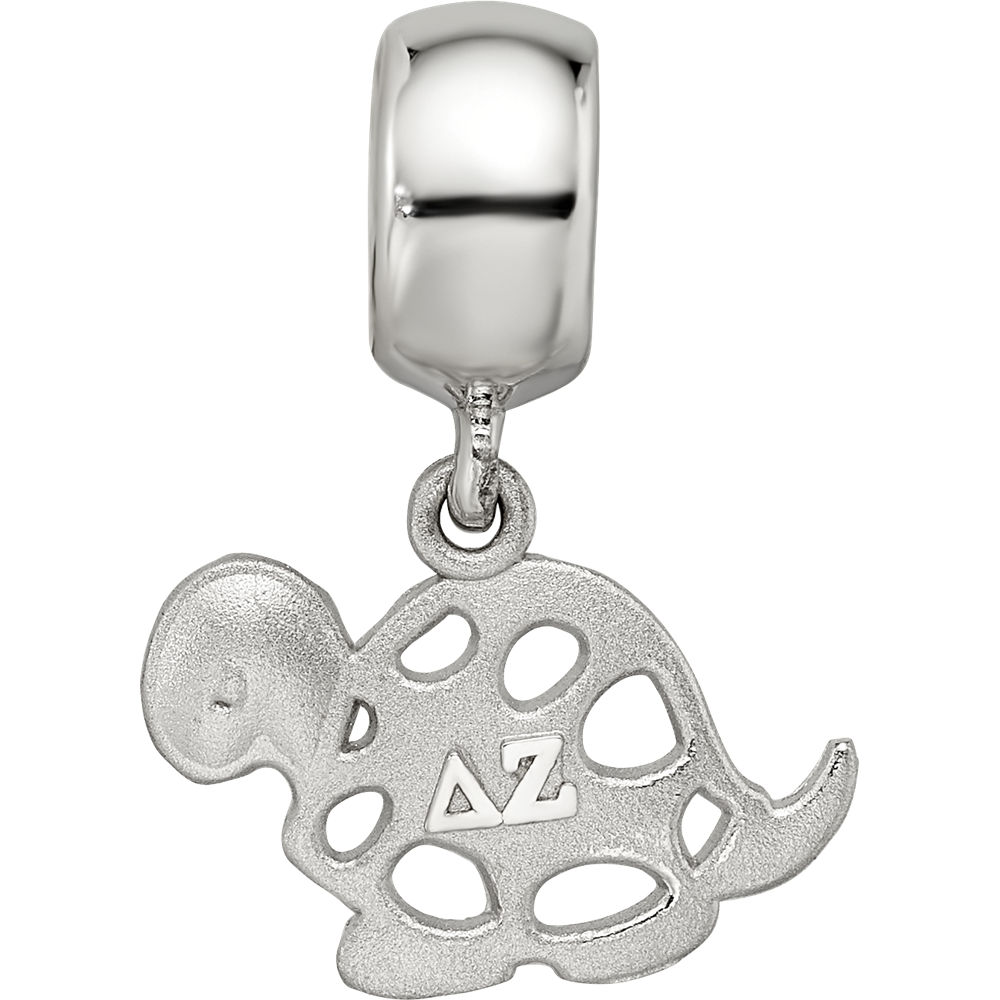 Sterling Silver Rhodium-plated LogoArt Delta Zeta Turtle on Bead