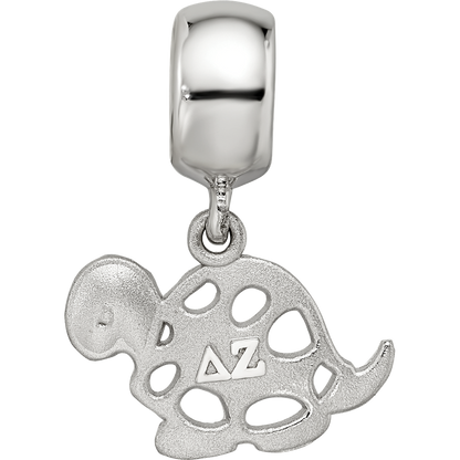 Sterling Silver Rhodium-plated LogoArt Delta Zeta Turtle on Bead