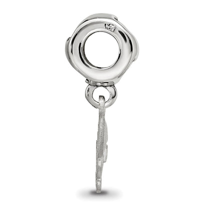 Sterling Silver Rhodium-plated LogoArt Delta Zeta Turtle on Heart Bead