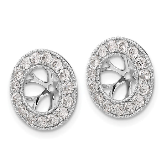14k White Gold 1 carat Lab Grown Diamond VS/SI+ G+ with 7 mm Opening Complete Earring Jackets