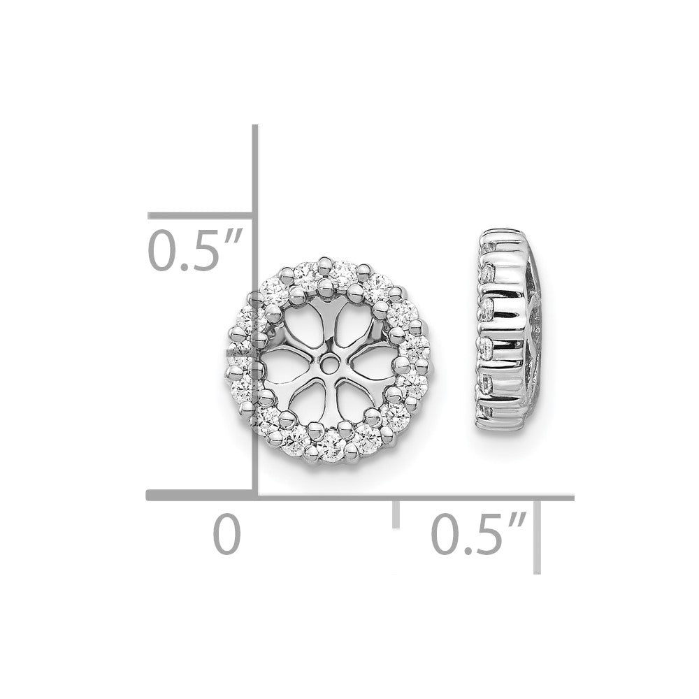 10k White Gold 1/2 carat Diamond 5.25mm Opening Round Earring Jackets