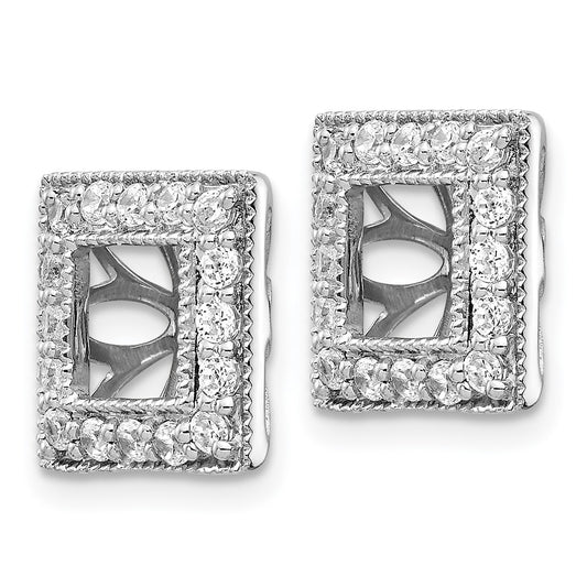 14k White Gold 1/2 carat Lab Grown Diamond VS/SI+ G+ with 4.75 mm Earring Jacket