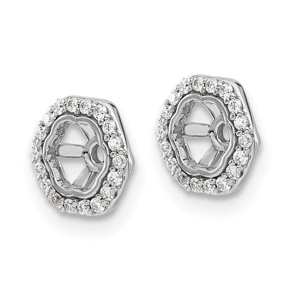 10k White Gold 1/6 carat Diamond 3.75mm Opening Hexagon Earring Jackets