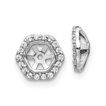 10k White Gold 1/6 carat Diamond 3.75mm Opening Hexagon Earring Jackets