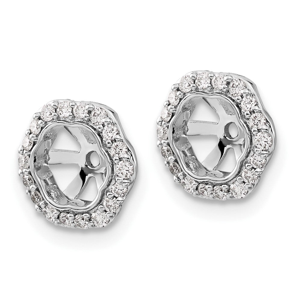 10k White Gold 1/4 carat Diamond 5.00mm Opening Hexagon Earring Jackets