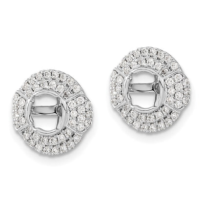 14k White Gold 1/2 carat Lab Grown Diamond VS/SI+ G+ with 4.5 mm Round Earring Jacket
