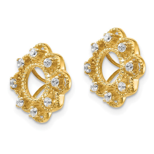 10k Fancy 1/4 carat Diamond 4.40mm Opening Square Earring Jackets