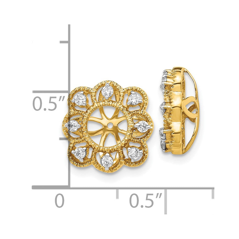 10k Fancy 1/4 carat Diamond 4.40mm Opening Square Earring Jackets
