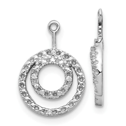 10k White Gold Diamond Double Circle Dangle Earring Jackets