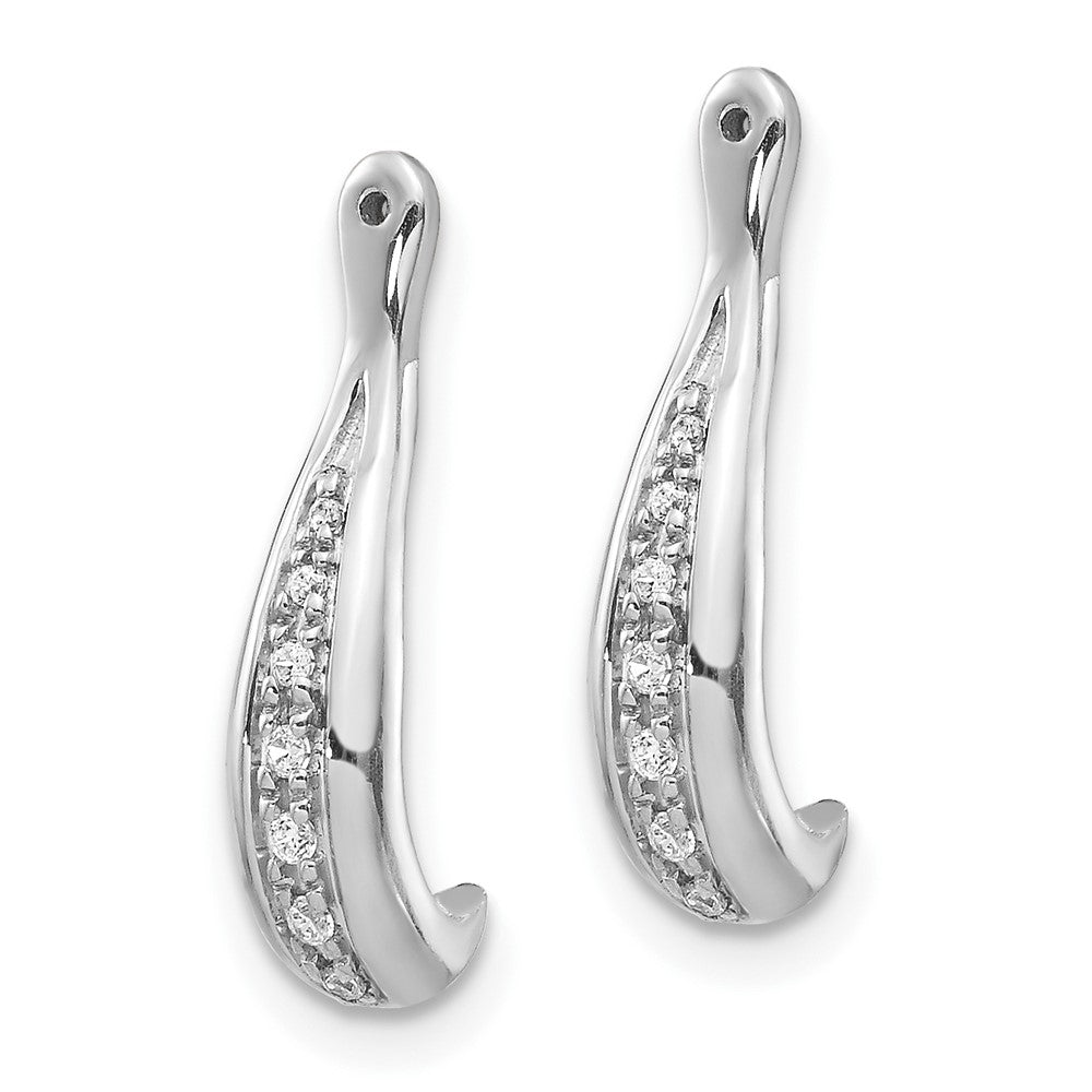 10k White Gold 1/20 carat Diamond J-Hoop Earring Jackets