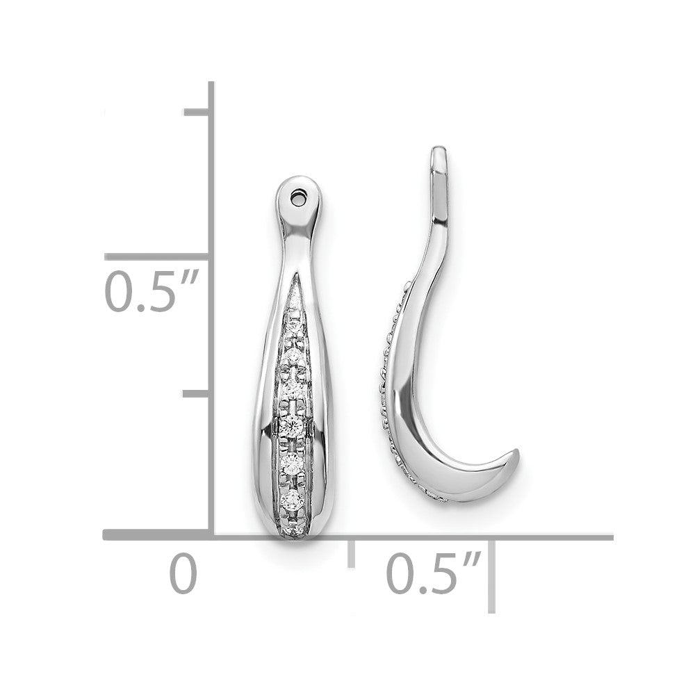 10k White Gold 1/20 carat Diamond J-Hoop Earring Jackets