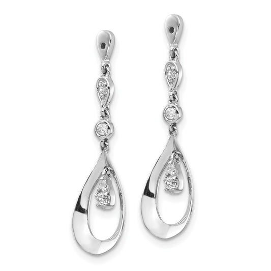 10k White Gold 1/8 carat Diamond Teardrop Dangle Earring Jackets