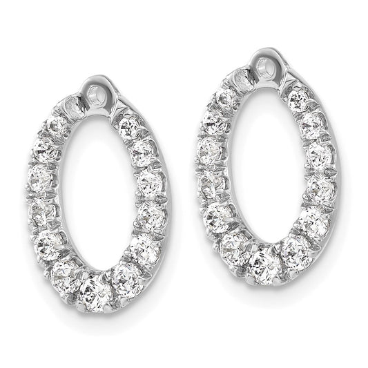 14k White Gold 1 1/3 carat Lab Grown Diamond VS/SI+ G+ Oval Earring Jackets
