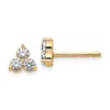 True Origin 14K Yellow Gold 1/2 carat Lab Grown Diamond VS+ F+ Complete Three Stone Post Stud Earrings
