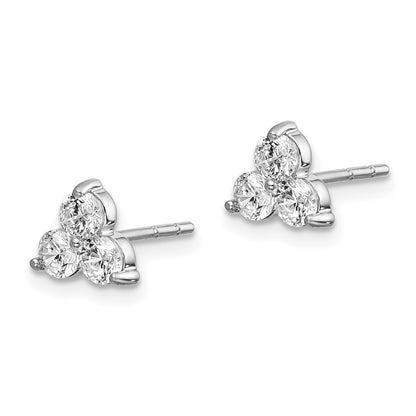True Origin 14K White Gold 3/4 carat Lab Grown Diamond VS+ F+ Complete Three Stone Post Stud Earrings