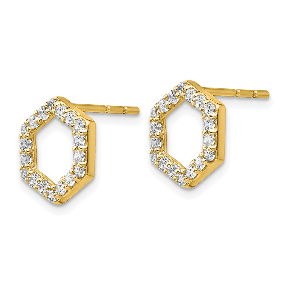 True Origin 14K Yellow Gold 1/2 carat Lab Grown Diamond VS+ F+ Complete Hexagon Post Earrings