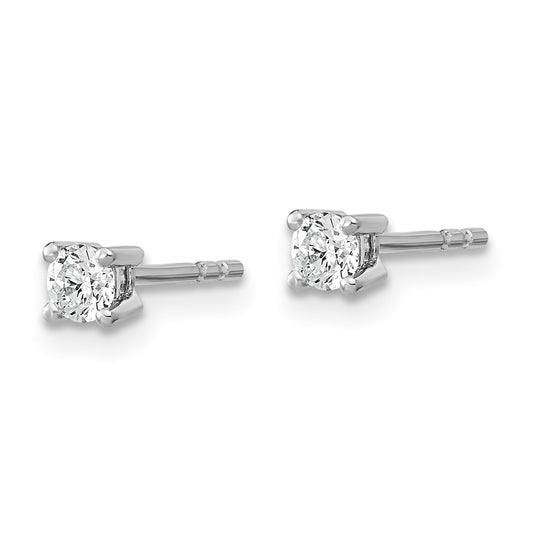 14k White Gold 1/10 carat Lab Grown Diamond VS/SI+ G+ Round Complete Four Prong Heavyweight Stud Earrings
