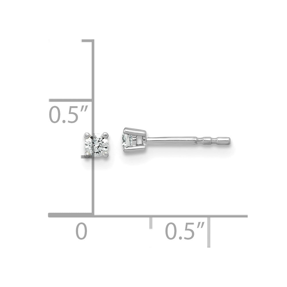 14k White Gold 1/10 carat Lab Grown Diamond VS+ F+ Round Complete Four Prong Heavyweight Stud Earrings